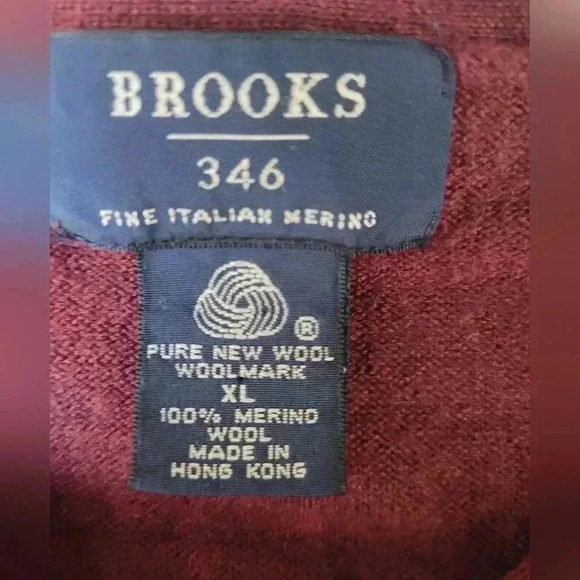 Brooks Brothers 346 Italian Merino Wool Burgundy Pullover Sweater Mens Size XL - Picture 5 of 6